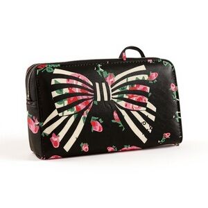 Betsey Johnson Black Floral Bow Wallet nwot